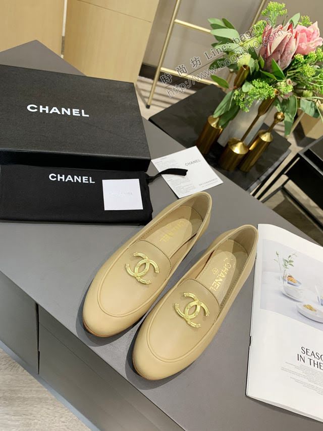 Chanel女鞋 香奈兒高版本2020早春新款單鞋 Chanel羊皮平跟女皮鞋  naq1164